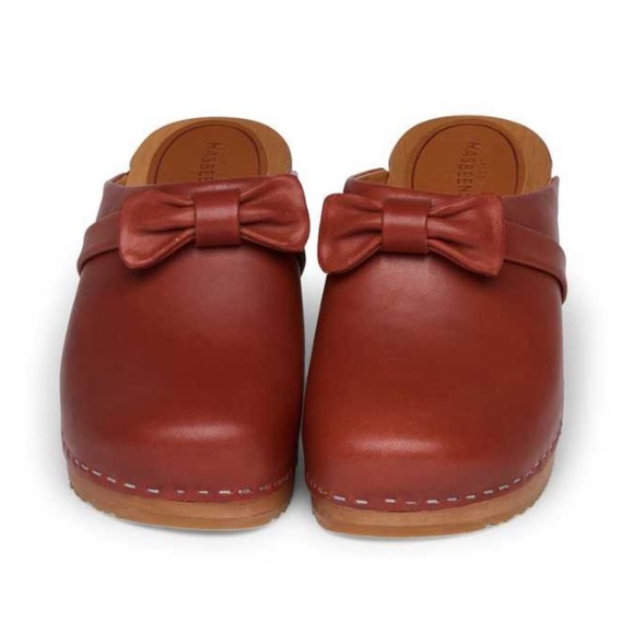Anthropologie  Swedish Hasbeens NWT Cognac Bow Slip in Husband Clog 🌸 🌈❤️ - Picture 2 of 12